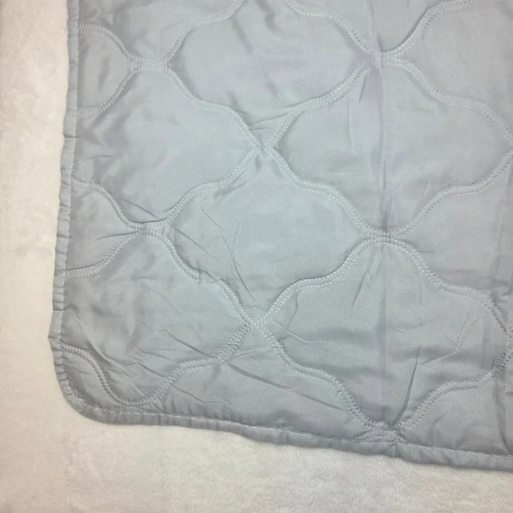 Healthful Slumber Quilted Blanket Light Blue Grey Ogee Pattern 56x39 Throw